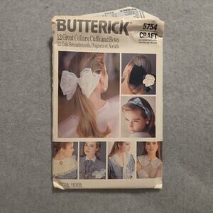 Butterick 5754 Misses Collars Cuffs Bows Pattern Uncut Vintage 12‎ Styles